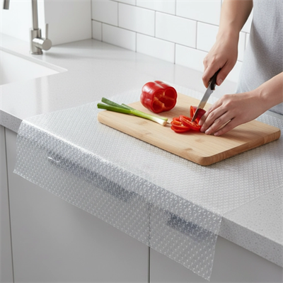 Mutfak Dolap İçi Kaydırmaz Şeffaf Raflık Örtüsü 45x300 cm Pvc Koruyucu