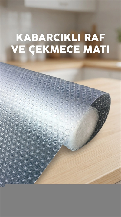 Mutfak Dolap İçi Şeffaf Kaydırmaz Raf Örtüsü 45x300 cm PVC Kaplama