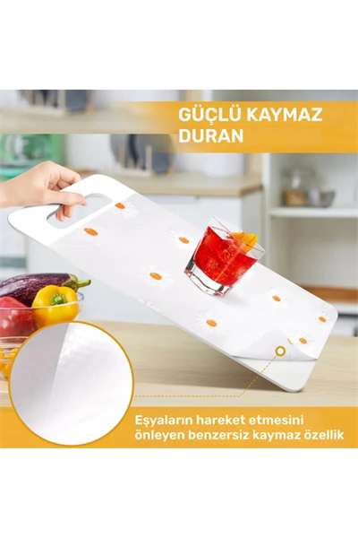 Mutfak Eva Shelf Liner Şeffaf Astar Kaymaz Dolap İçi Çekmece Örtüsü Papatya Desen Mat 45cmx10 Metre