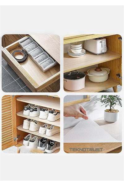 Mutfak Kaydırmaz Şeffaf Raflık Kaymaz Dolap Içi Çekmece Örtüsü Pvc 45x300 Cm Koruyucu Eva Kalın