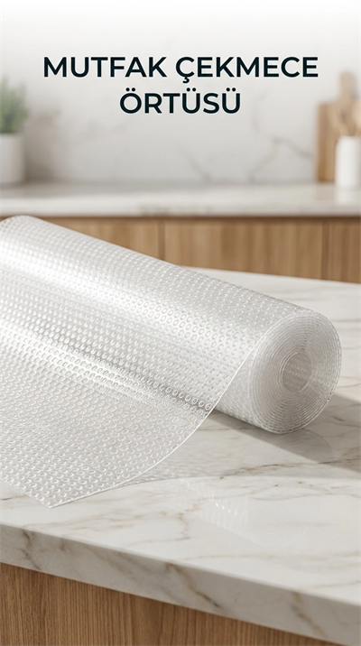 Mutfak Raf ve Çekmece İçin Şeffaf PVC Koruyucu Örtü 45x300 cm