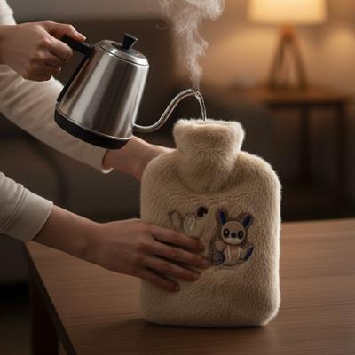 Mutlu Robot Hayvan Figürlü Peluş Sıcak Su Torbası 1 Lt – Yumuşak Kılıf, Uzun Süre Sıcak Tutan Termal Su Torbası (3936)