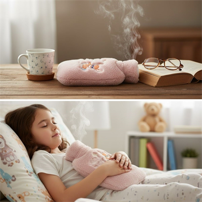 Mutlu Robot Hayvan Figürlü Pembe Peluş Sıcak Su Torbası 1 Lt – Yumuşak Kılıf, Uzun Süre Sıcak Tutan Termal Su Torbası