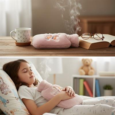 Mutlu Robot Hayvan Figürlü Pembe Peluş Sıcak Su Torbası 1 Lt – Yumuşak Kılıf, Uzun Süre Sıcak Tutan Termal Su Torbası (3936)