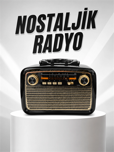 Müzik Kutusu Bluetooth Bağlantılı El Fenerli Nostaljik Tasarım Radyo