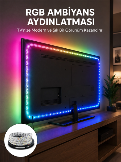 Müzikle Senkronize LED Şerit TV Aydınlatma Yeni Nesil