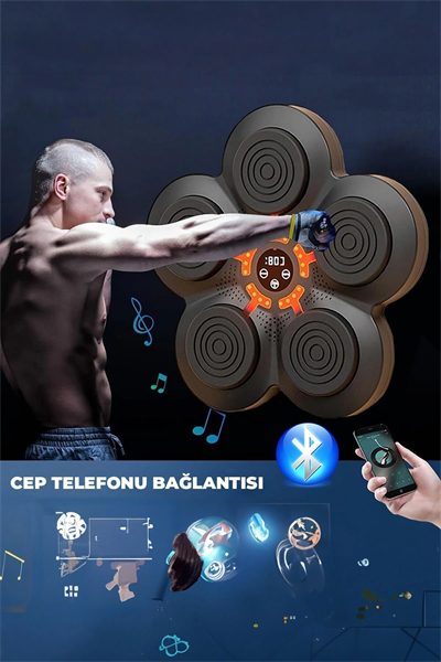 Müzikli Duvar Boks Padi Darbe Sensörlü Antrenman Pedi LED Işıklı Eğlenceli Boks Oyuncağı