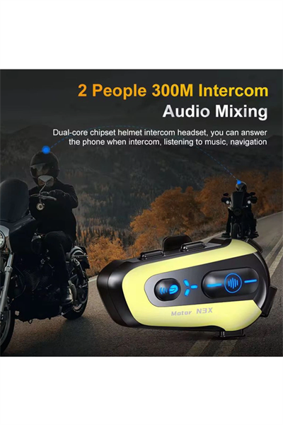 N3x Rgb Işıklı Intercom 3 Kişi Bağlantılı 1000mah Motosiklet Bluetooth Kulaklık Seti