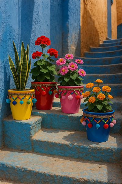 NF Dekoratif Saksı Akdeniz PEMBE Tekli