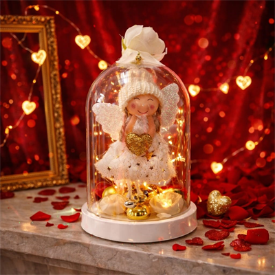 NF TREND Venüs ışıltısı Led Işıklı Melek Fanus