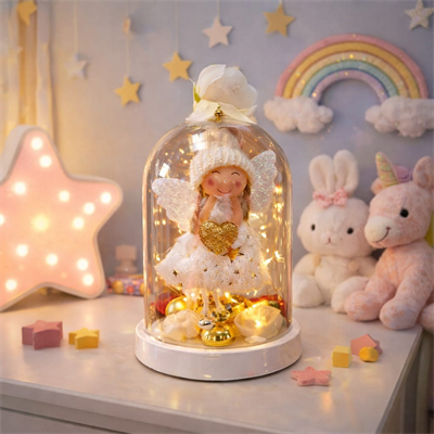 NF TREND Venüs ışıltısı Led Işıklı Melek Fanus