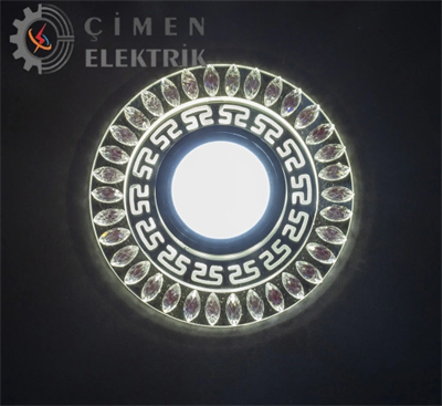 NOAS YL65 1757 FLORA Led Çerçeveli 4000K + Mavi Yuvarlak Kristal Cam Spot Kasa - Priz ve Anahtar İçin Uyumlu Çerçeve