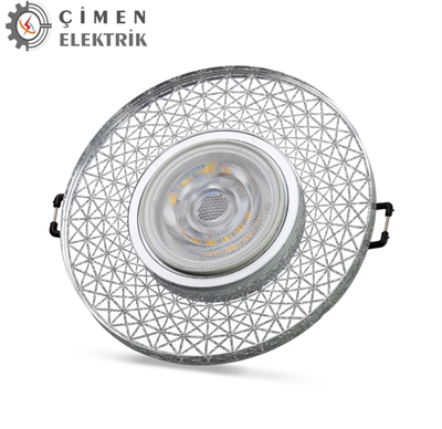 NOAS YL65 1767 İris LED Çerçeveli 4000K Yuvarlak Kristal Cam Spot Kasa - Priz ve Anahtar İçin Uyumlu Çerçeve