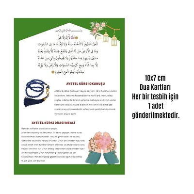Namaz Tesbihi Vavlı 99lu Cam İncili Ayet-el Kürsi Dua Kartı İle Mor Renk Hediyelik 10 Adet