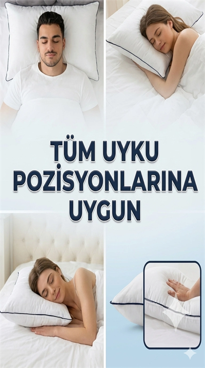 Nano Jel Lüks Yastık 2li Set 50x70cm 1200gr Pamuklu Kumaş