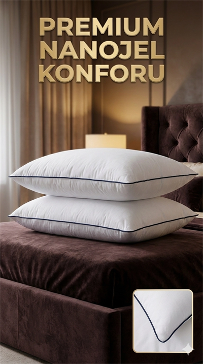 Nano Jel Lüks Yastık 2li Set 50x70cm 1200gr Pamuklu Kumaş