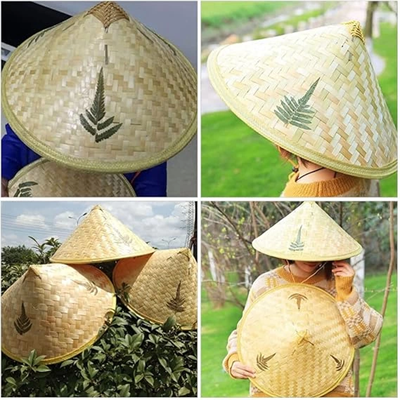 Naturel Renk Cambodia Kamboçyalı Vietnam Şapkası Pvc Hasır
