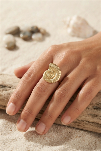 Nautilus Tasarım Gold Renk Kadın Yüzük