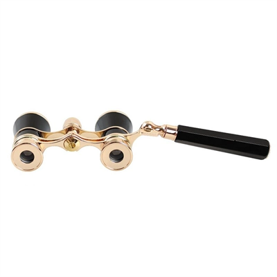 Nefis Işlemeli, Tiyatro / Opera Dürbünü 3x25 Prinç Metal Kaplamalı Retro Siyah