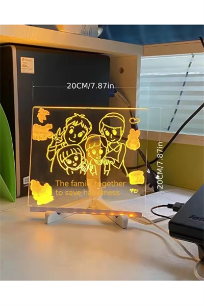 Neon Işıklı 7 Renk Işık Boyama Kalemli Led Resim Panosu Boyama Tahtası Kalemleri 20 X 20