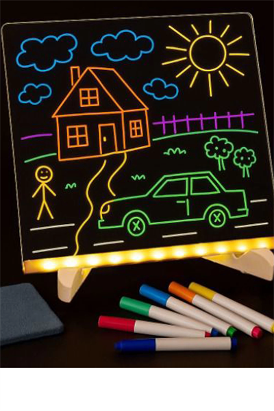 Neon Işıklı 7 Renk Işık Boyama Kalemli Led Resim Panosu Boyama Tahtası Kalemleri 20 X 20