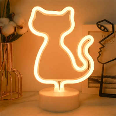 Neon Işıklı Kedi Tasarımlı Lamba