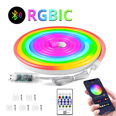Neon Led Esnek Aydınlatma - Rgb Magıc Smart - 5 Metre Paket Ip67 - Uzaktan Kumanda + Uygulama Bx40