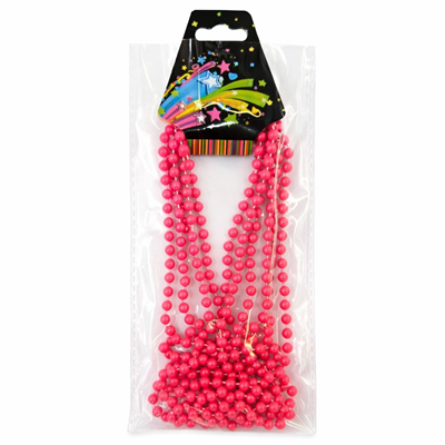 Neon Pembe Boncuk Kolye 80 Cm – Retro 80’ler 90’lar Parti Aksesuarı