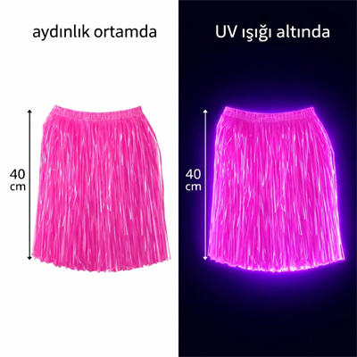 Neon Pembe Hawaii Parti Eteği 40 Cm