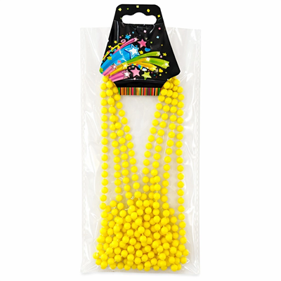 Neon Sarı Boncuk Kolye 80 Cm – Retro 80’ler 90’lar Parti Aksesuarı