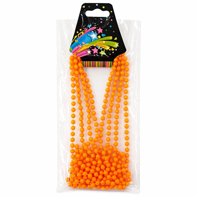 Neon Turuncu Boncuk Kolye 80 Cm – Retro 80’ler 90’lar Parti Aksesuarı