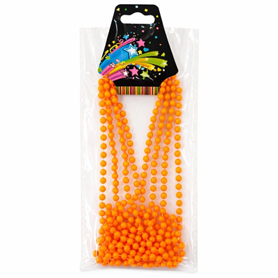 Neon Turuncu Boncuk Kolye 80 Cm – Retro 80’ler 90’lar Parti Aksesuarı Bx40