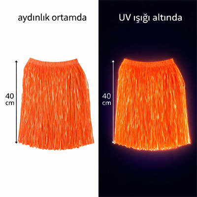 Neon Turuncu Hawaii Parti Eteği 40 Cm Bx40