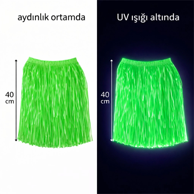 Neon Yeşil Hawaii Parti Eteği 40 Cm Bx40