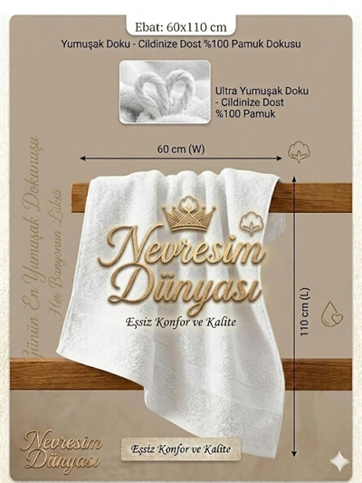 Nevresim Dünyası Prime Havlu 60x110 Beyaz
