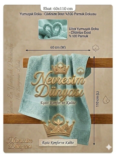 Nevresim Dünyası Prime Havlu 60x110 Su Yeşili