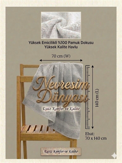 Nevresim Dünyası Prime Havlu 70x140 Gri