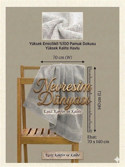 Nevresim Dünyası Prime Havlu 70x140 Gri