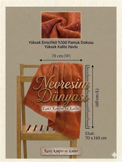 Nevresim Dünyası Prime Havlu 70x140 Kiremit