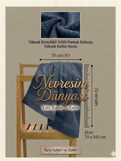 Nevresim Dünyası Prime Havlu 70x140 Lacivert
