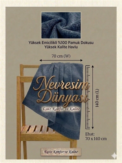 Nevresim Dünyası Prime Havlu 70x140 Lacivert