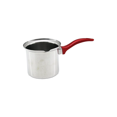 No-4  Çelik Cezve  Kırmızı Kulp Bx40