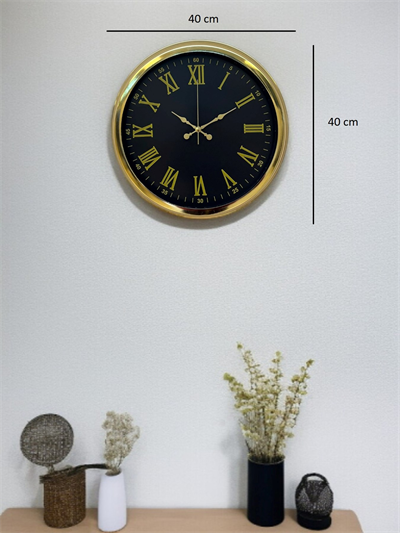 Noble Gold Black 40 Cm Metal Duvar Saati