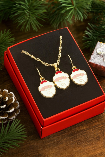 Noel Baba Yılbaşı Kutulu Zincir Kolye Set