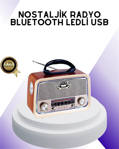 Nostalji Bluetooth Radyo FM AM SW Ahşap Eskitme Tasarım