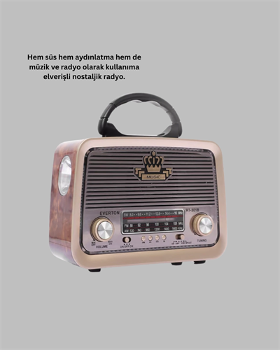 Nostalji Bluetooth Radyo FM AM SW Ahşap Eskitme Tasarım Yeni Nesil