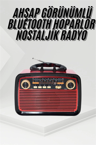Nostalji Radyo Bluetooth Hoparlör USB-SD Kart Giriş Led Fener Işıklı Bataryalı Pilli