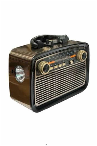 Nostalji Radyo Bluetooth Hoparlör USB-SD Kart Giriş Led Fener Işıklı Bataryalı Pilli Yeni Nesil