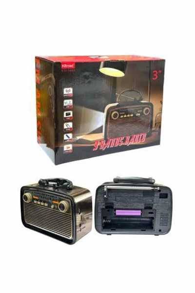 Nostalji Radyo Bluetooth Hoparlör USB-SD Kart Giriş Led Fener Işıklı Bataryalı Pilli Yeni Nesil