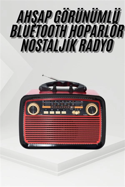Nostalji Radyo Bluetooth Hoparlör USB-SD Kart Giriş Led Fener Işıklı Bataryalı Pilli